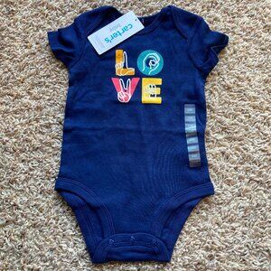 Carters Navy ASL 'Love' Onesie Size 6mo NWT